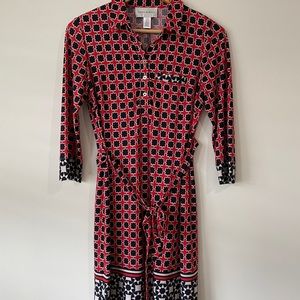 Tiles Patterned dress with sash